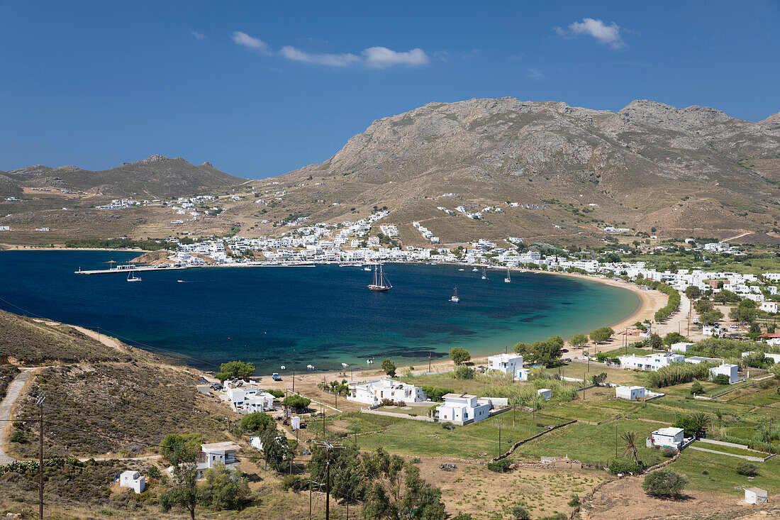 View over Livadi Bay, Serifos, Cyclades, Aegean Sea, Greek Islands, Greece, Europe