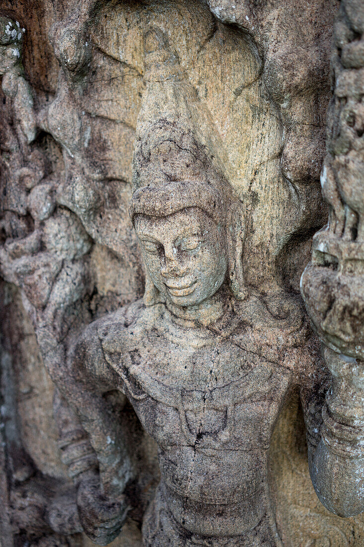 Carving of Buddha at the ancient city of Polonnaruwa, UNESCO World Heritage Site, Sri Lanka, Asia
