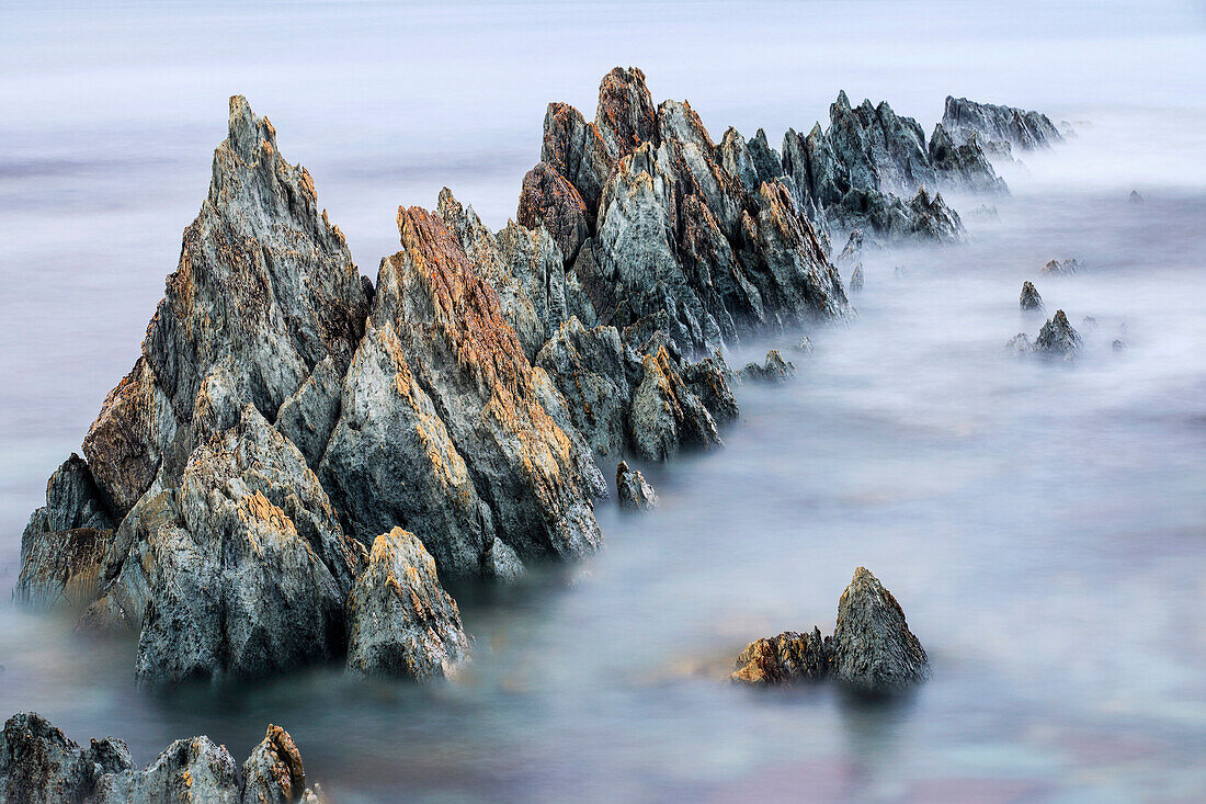 Sedimentary rocks along the coast, Batsfjord, Persfjord, Varanger, Finnmark, Norway