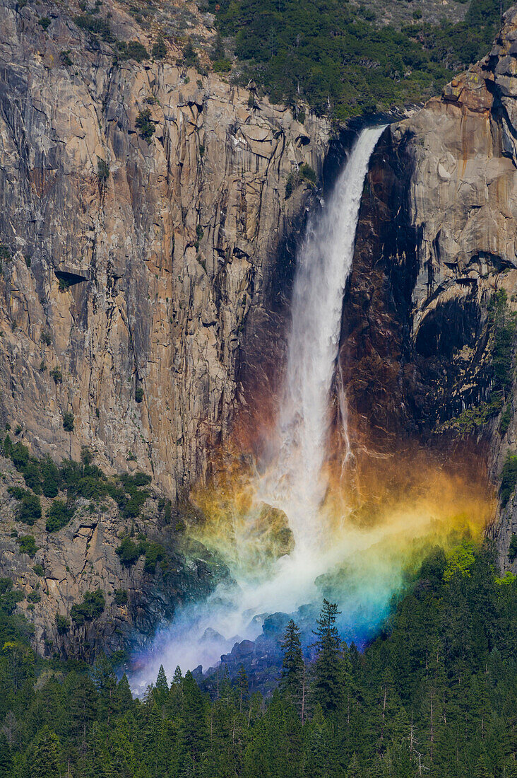 Bridal Veil Falls and rainbow, Yosemite National Park, California