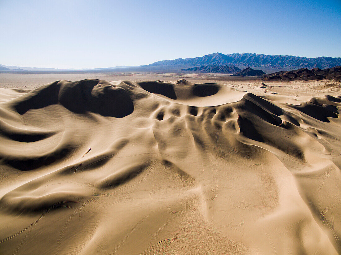 Dune buggy on sand dunes near Barstow, Dumont Dunes Off-Highway Vehicle Area, California