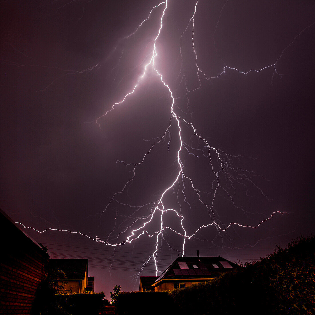 Lightning during a summer thunderstorm, Netherlands