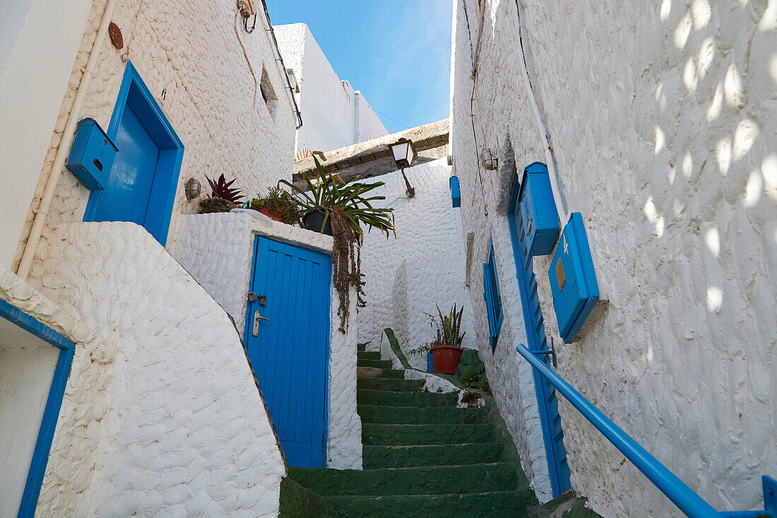 Steep lane at Las Playitas, Fuerteventura, Canary Islands, Islas Canarias, Atlantic Ocean, Spain, Europe