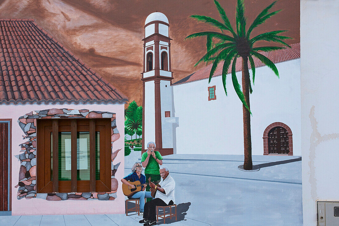 Wandmalerei in Antigua, Fuerteventura, Kanaren, Kanarische Inseln, Islas Canarias, Atlantik, Spanien, Europa
