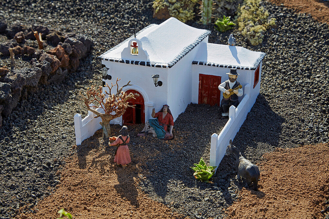 Open air nativity figurines in the town of Yaiza, Atlantic Ocean, Lanzarote, Canary Islands, Islas Canarias, Spain, Europe