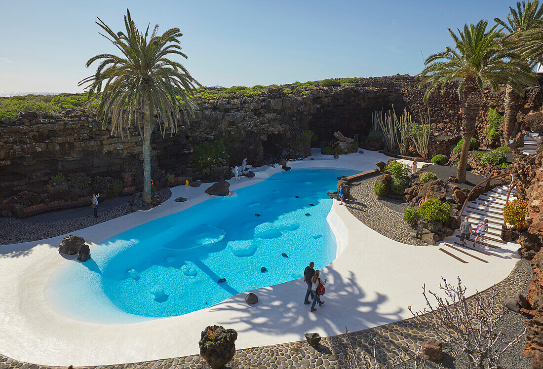 Pool, Jameos del Agua near Arrieta, César Manrique, Lanzarote, Canary Islands, Islas Canarias, Spain, Europe