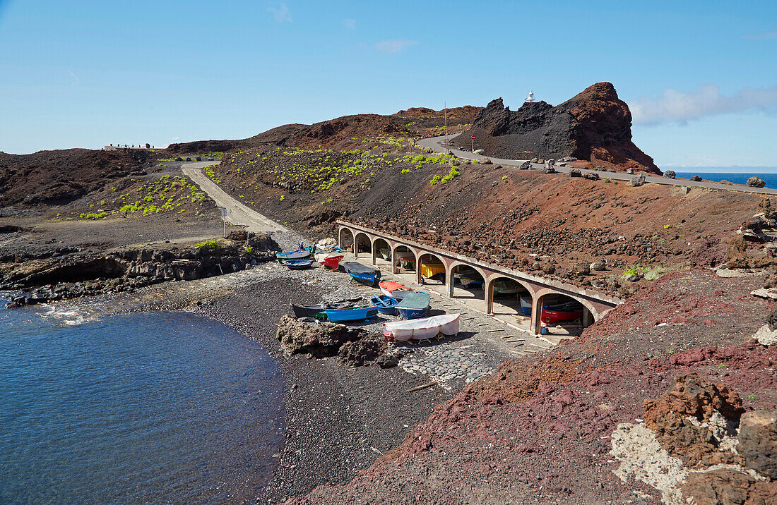 Little fishing port with boats at the Punta de Teno, Teno mountains, Tenerife, Canary Islands, Islas Canarias, Atlantic Ocean, Spain, Europe