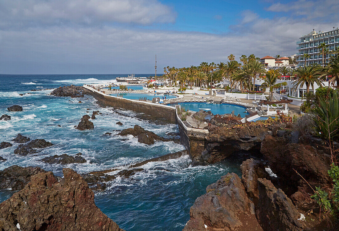 Badelandschaft Lago Martianez César Manrique, Puerto de la Cruz, Teneriffa, Kanaren, Kanarische Inseln, Islas Canarias, Atlantik, Spanien, Europa