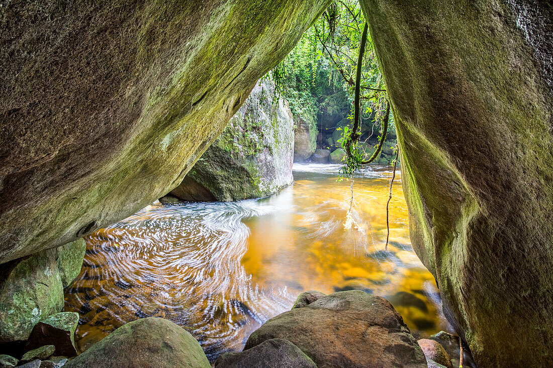 Poco Verde (Green Pool) in Guapimirim sector, Atlantic Rainforest, Serra dos Orgaos National Park, Rio de Janeiro, Brazil