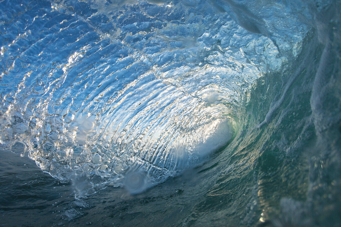 View inside ocean wave, Oahu, Hawaii Islands, USA