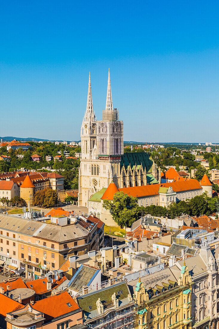 View of the Cathedral of the Assumption of the Blessed Virgin Mary, Zagreb, Croatia, Europe