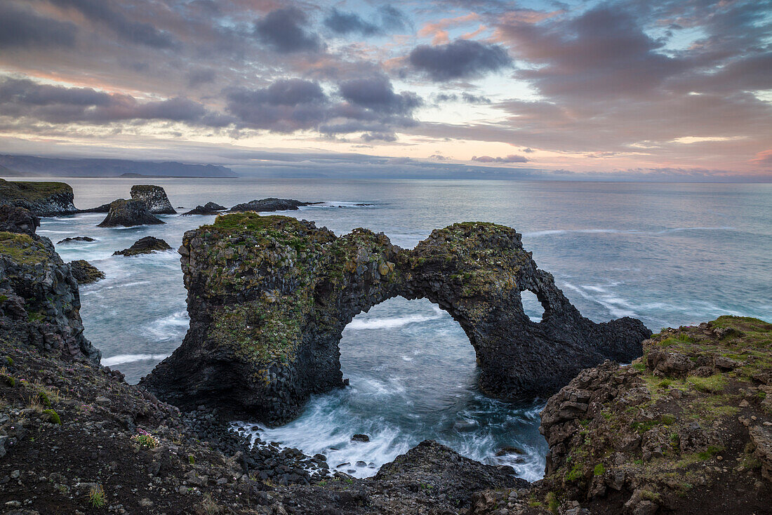 Rock formations, Arnarstapi, Snaefellsnes Peninsula, Iceland, Polar Regions