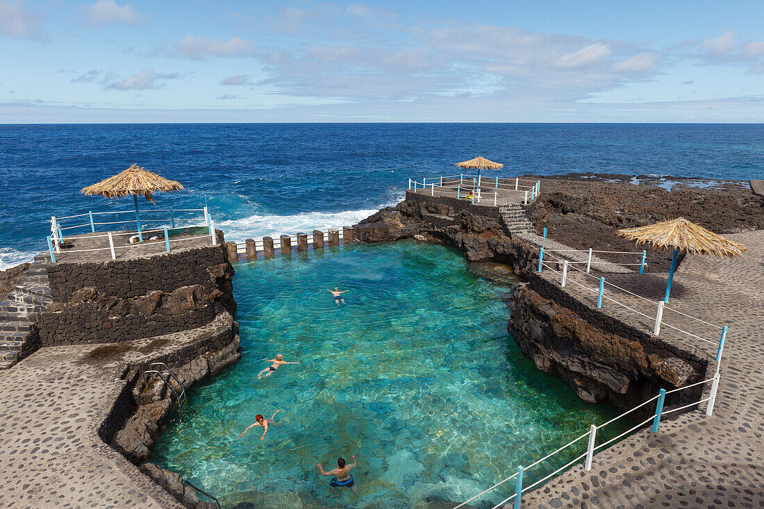 Charco Azul, seawater pool, Atlantic, San Andres, village, San Andres y Sauces, UNESCO Biosphere Reserve, La Palma, Canary Islands, Spain, Europe