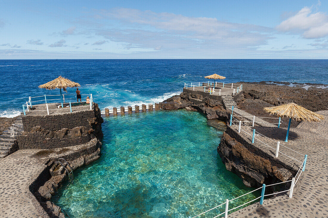 Charco Azul, seawater pool, Atlantic, San Andres, village, San Andres y Sauces, UNESCO Biosphere Reserve, La Palma, Canary Islands, Spain, Europe