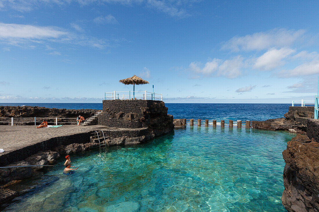 Charco Azul, Meerwasser- Schwimmbecken, Atlantik, San Andres, Dorf, San Andres y Sauces, UNESCO Biosphärenreservat, La Palma, Kanarische Inseln, Spanien, Europa