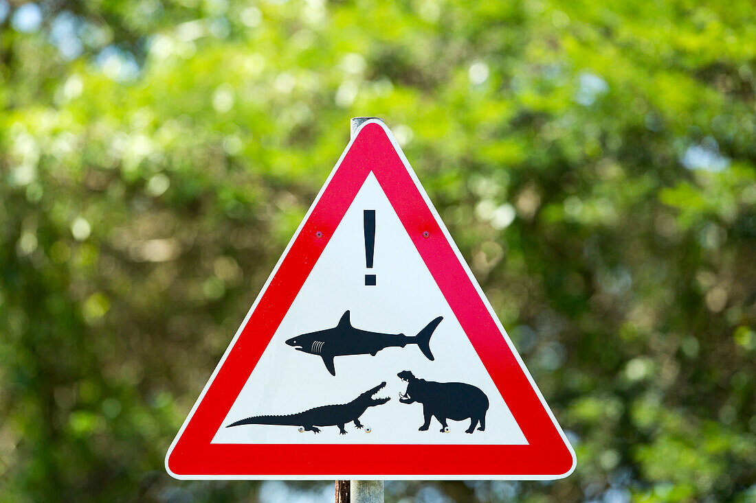 Dangerous wildlife warning sign, KwaZulu-Natal, South Africa