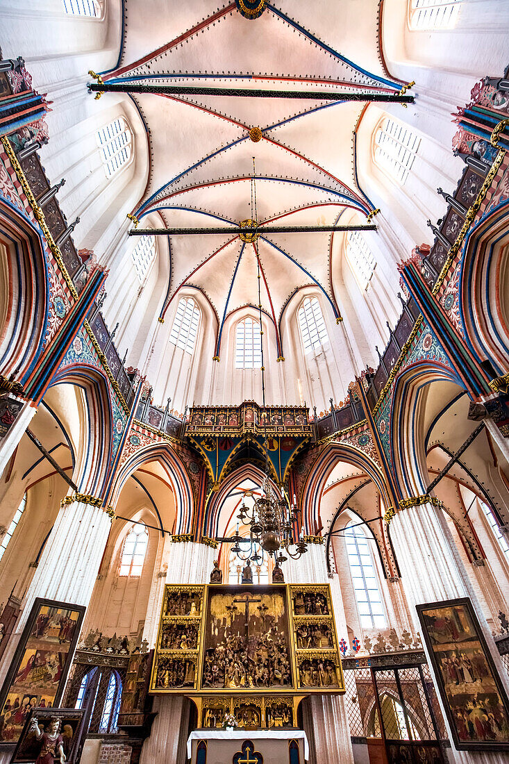 Interior, Nikolai church, Stralsund, Mecklenburg-Western Pomerania, Germany