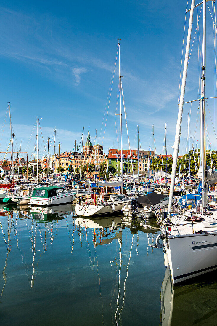 Marina and old town, Stralsund, Mecklenburg-Western Pomerania, Germany