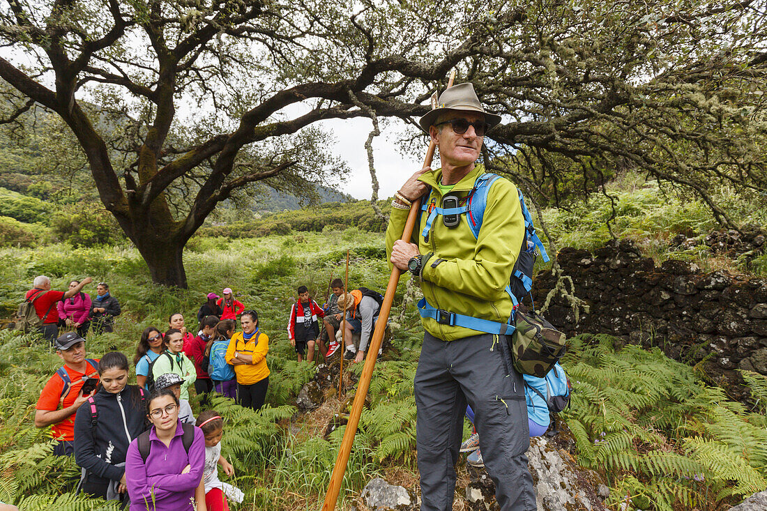 Gruppe, Wanderführer, Wanderung auf dem PR LP 14, Parque Natural de Cumbre Vieja, UNESCO Biosphärenreservat, La Palma, Kanarische Inseln, Spanien, Europa