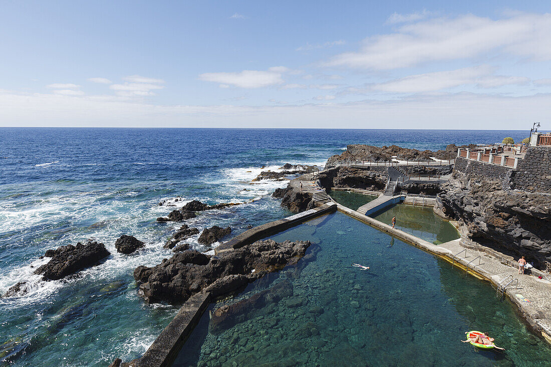 Meerwasser-Schwimmbecken, La Fajana, bei Barlovento, Nordküste, Atlantik, UNESCO Biosphärenreservat, La Palma, Kanarische Inseln, Spanien, Europa