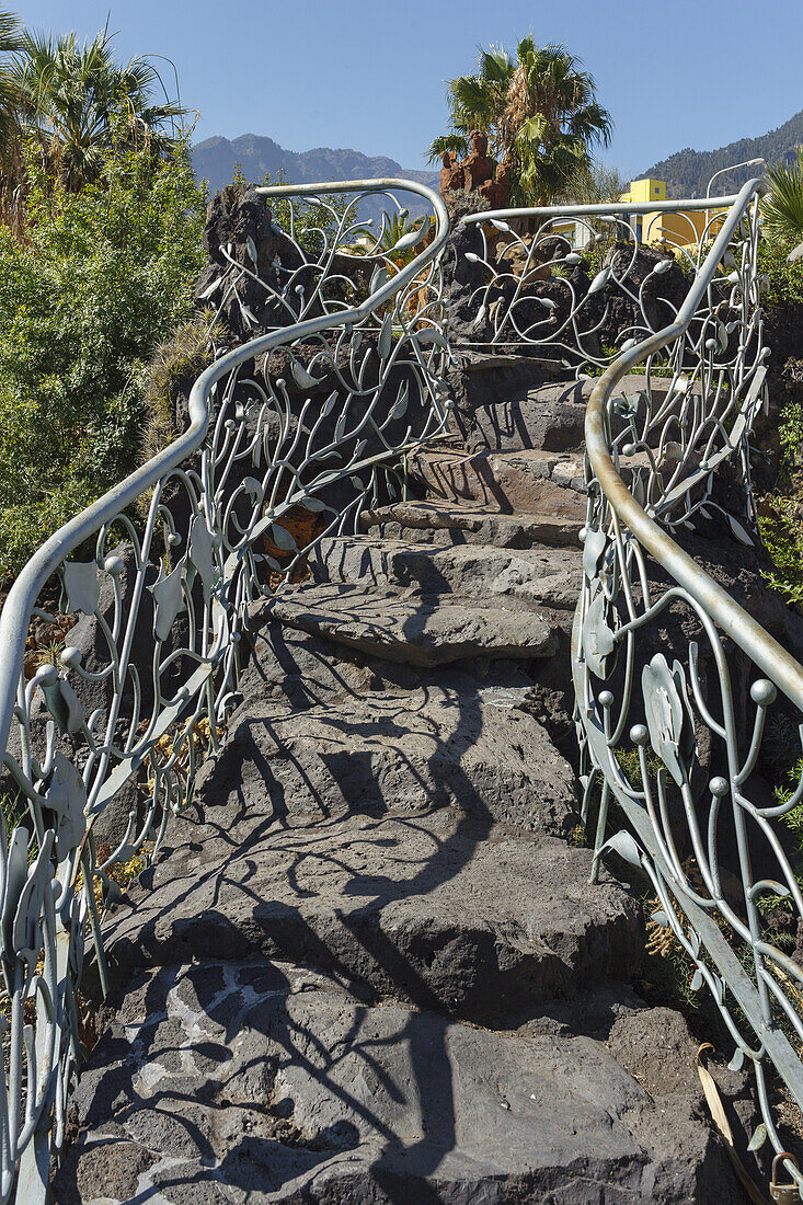 El Jardin de las Delicias, Parque Botanico, Stadtpark, gestaltet vom Künstler Luis Morera, Los Llanos de Aridane, UNESCO Biosphärenreservat,  La Palma, Kanarische Inseln, Spanien, Europa