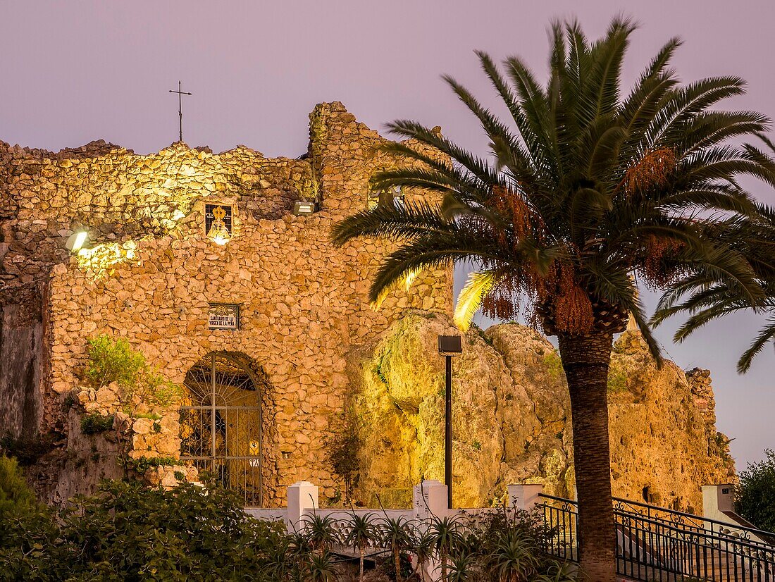 Hermitage virgen de la Peña. White village of Mijas Pueblo. Malaga province Costa del Sol. Andalusia southern Spain. Europe.