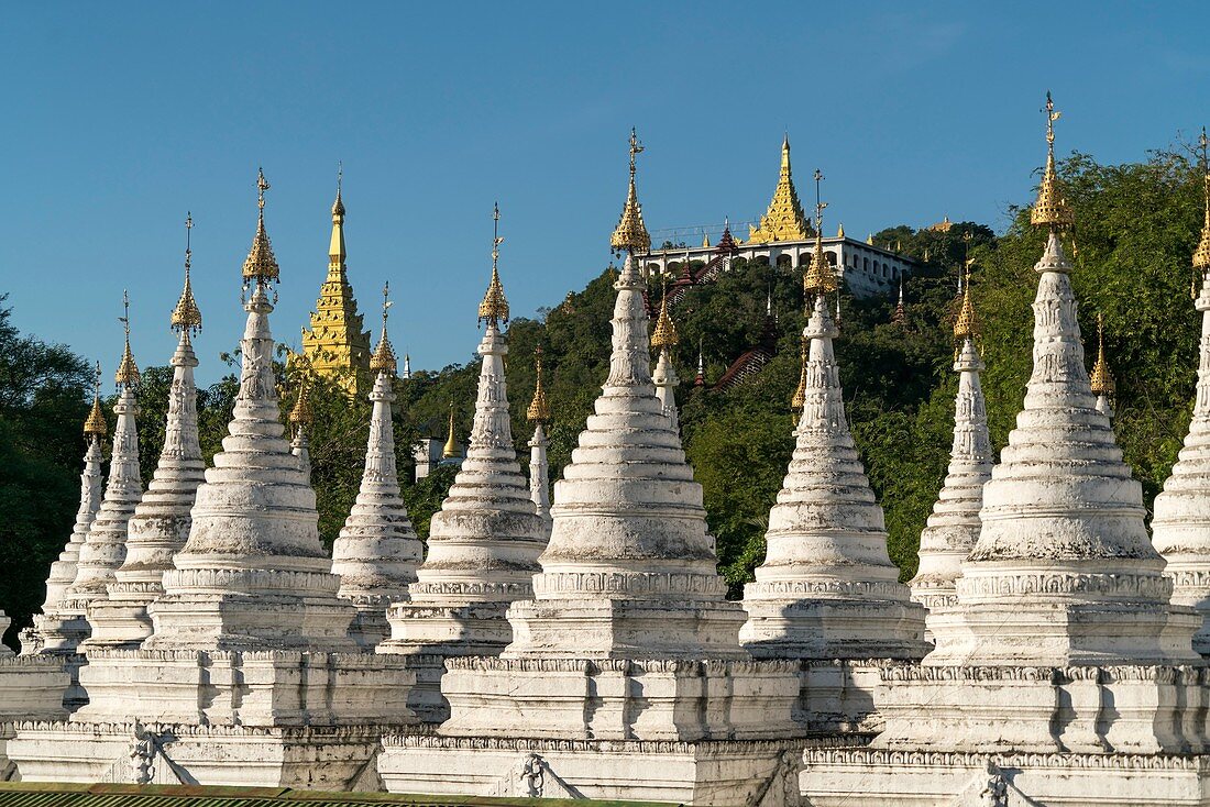 Stupas of the Sandamuni Pagoda, Mandalay, Myanmar, Asia.