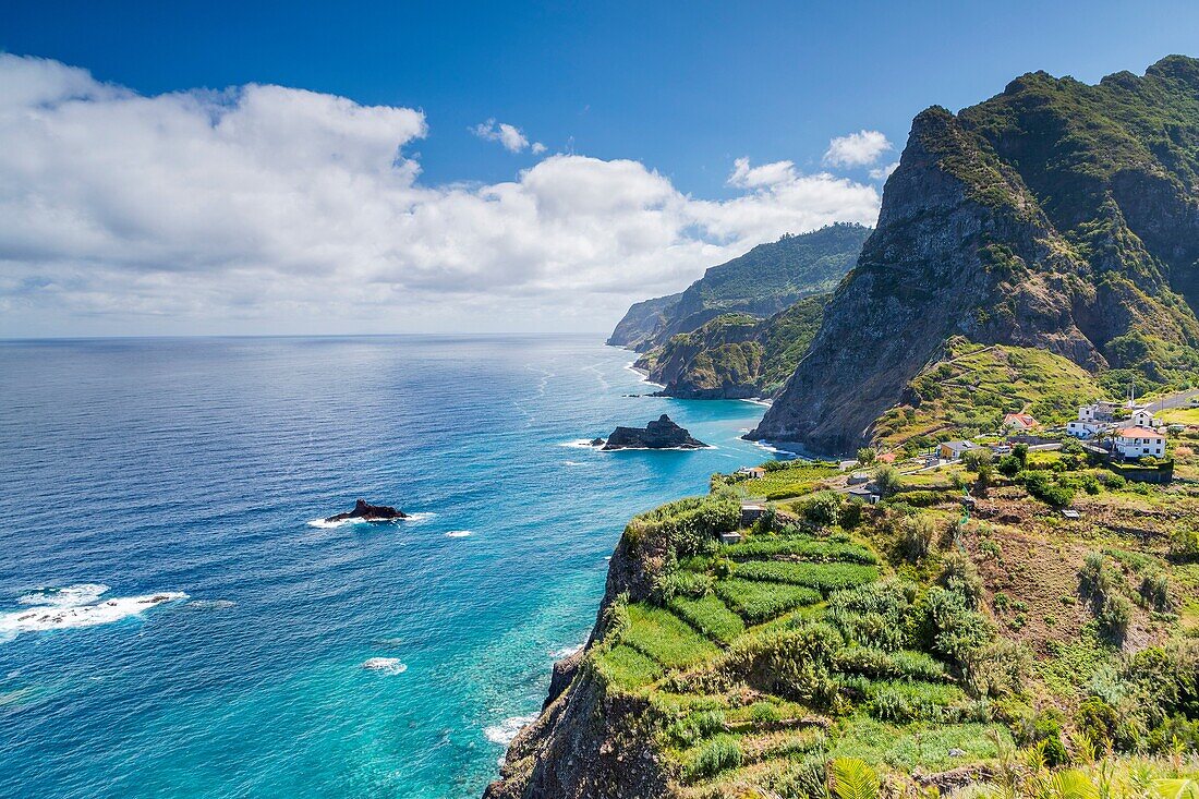 North Coast of Madeira seen from Ponta Delgada, Boaventura, Madeira, Portugal.