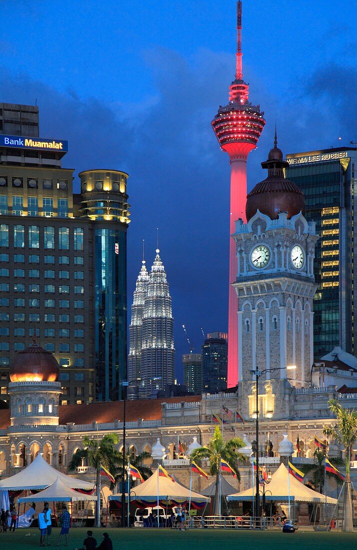 Malaysia, Kuala Lumpur, Merdeka Square, skyline, Sultan Abdul Samad Building,.