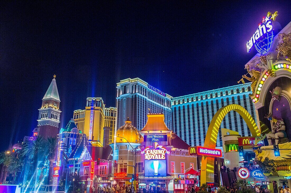 View of the strip in Las Vegas. The Las Vegas Strip is an approximately 4. 2-mile (6. 8 km) stretch of Las Vegas Boulevard in Clark County, Nevada.