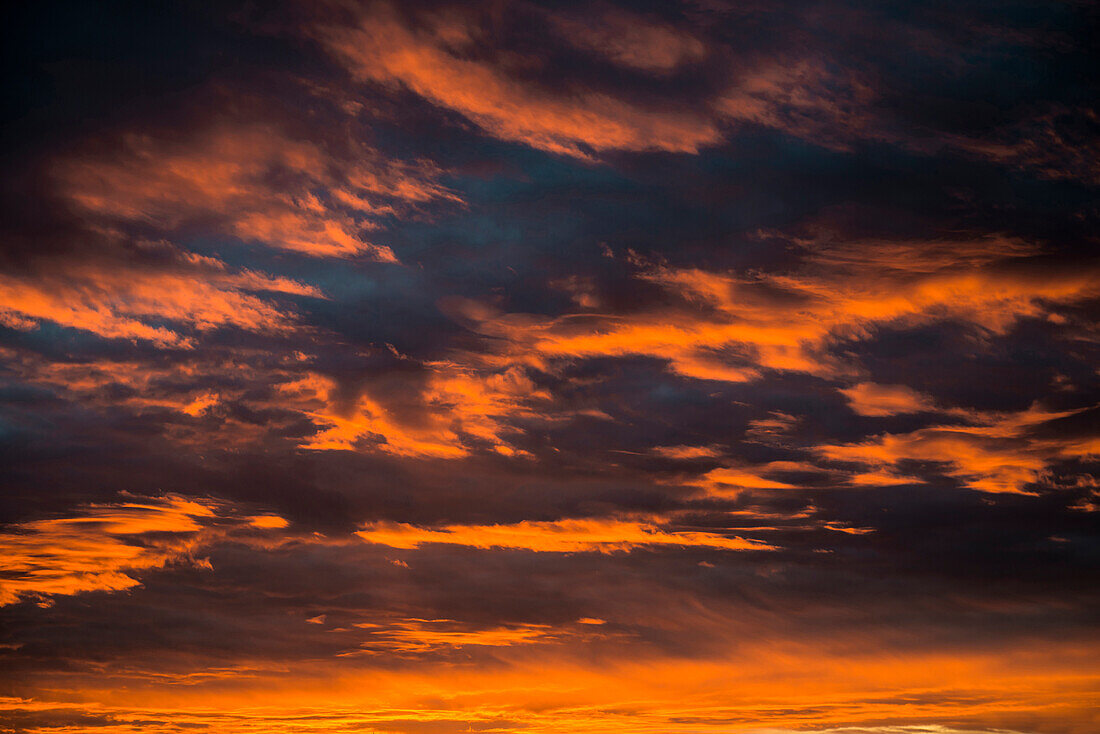 Sunset with red illuminated clouds