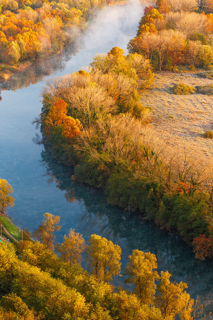Adda river in the autumn time, Airuno, Adda Nord park, Lecco province, Brianza, Lombardy, Italy, Europe