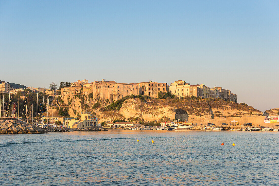 Tropea, Province of Vibo Valentia, Calabria, Italy. The small city of Tropea seen from the sea.