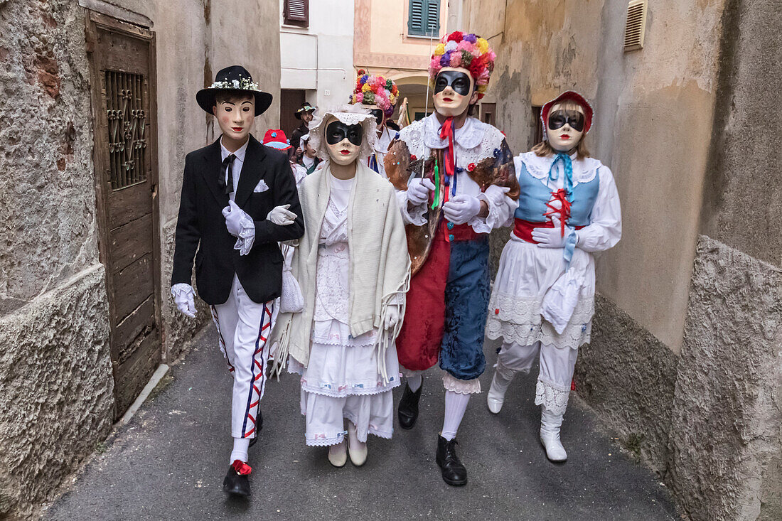 Rocca Grimalda, Alessandria, Piedmont, Italy. Traditional carnival La Lachera of Rocca Grimalda