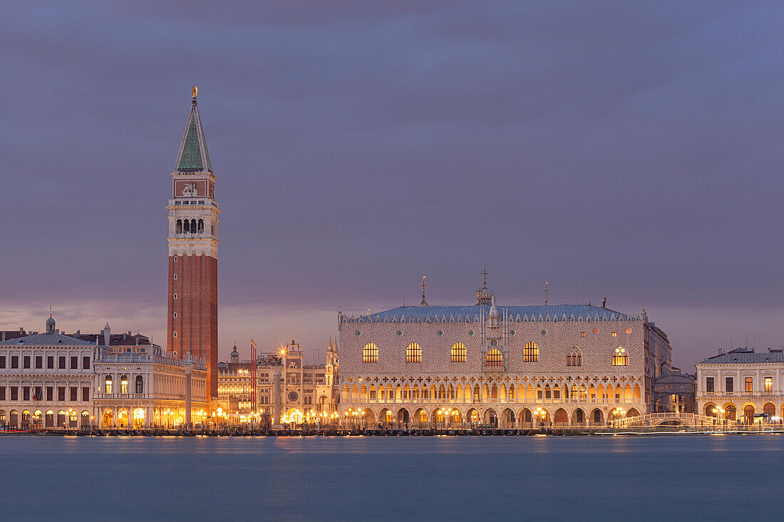 San Marco bell tower and Ducal Palace from San Giorgio Island, Venice, Veneto, Italy