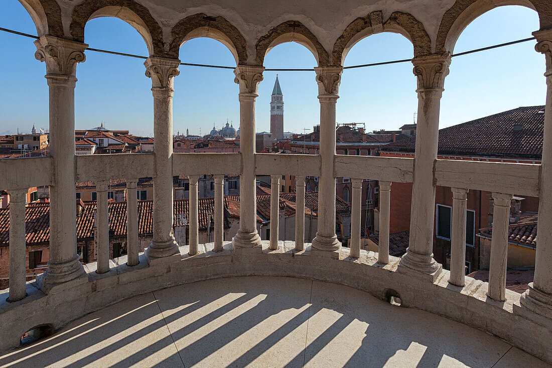 View from the summit of Contarini Dal Bovolo Stairway, Venice, Veneto, Italy