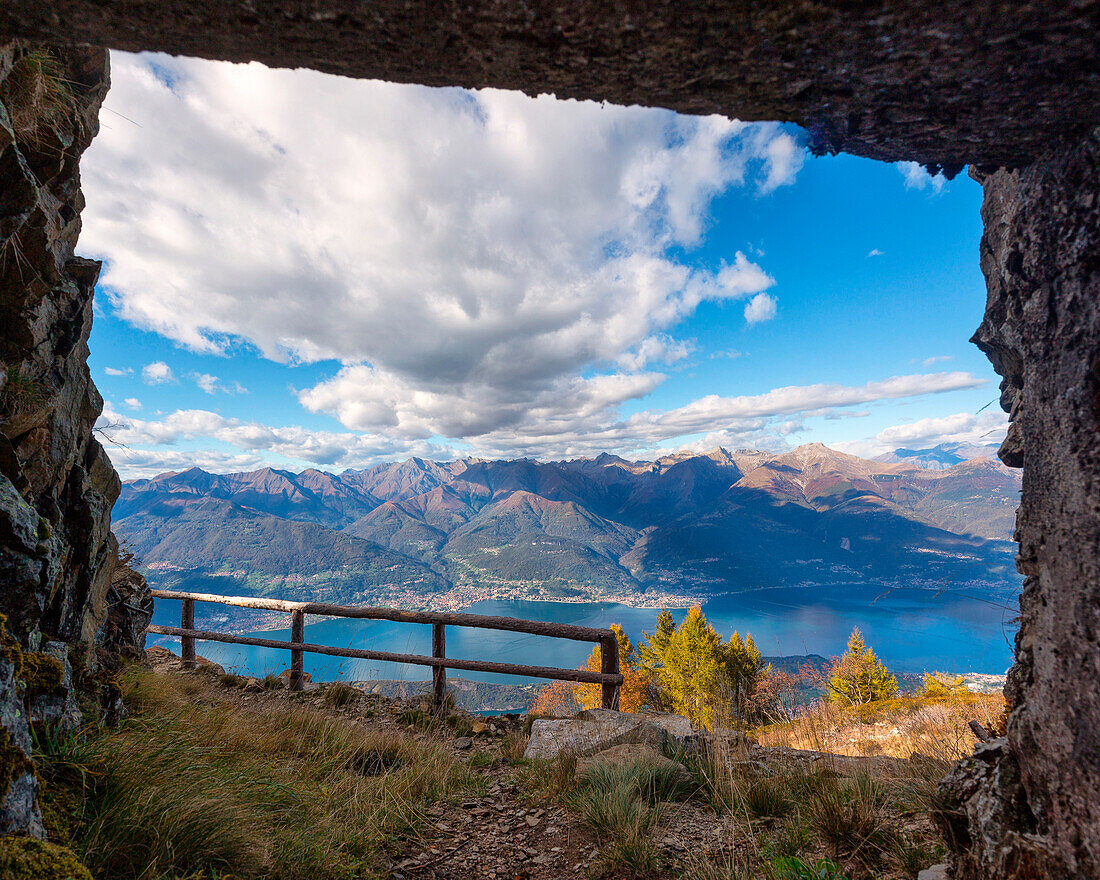 Landscape on the Lake Como from the mount Legnoncino. Legnoncino, Introzzo, Valvarrone, Lake Como, Lecco province, Lombardy, Italy, Europe
