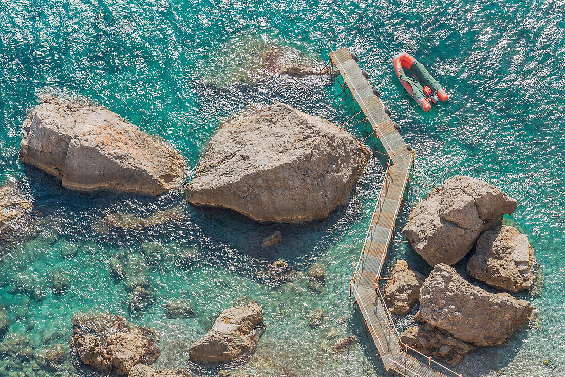 a boat and the sea of Amalfi, Amalfi Coast, Salerno, Campania, Italy, Europe