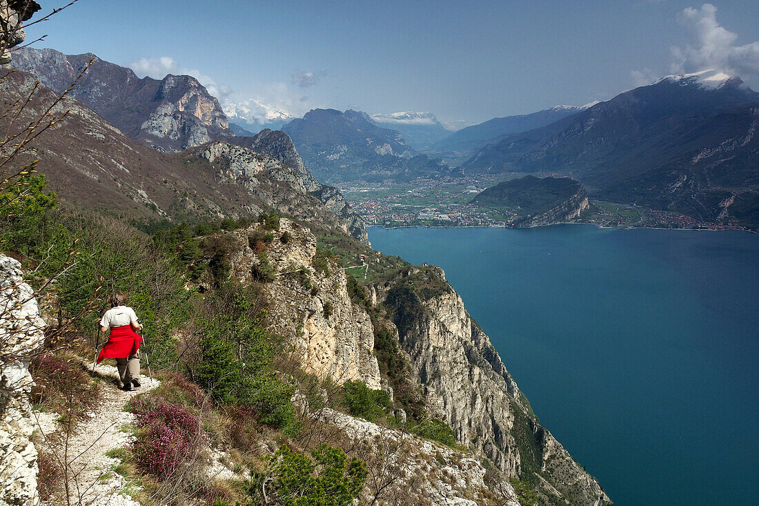 Hiking near Pregasina over Riva, Lake Garda, Trentino, Italy
