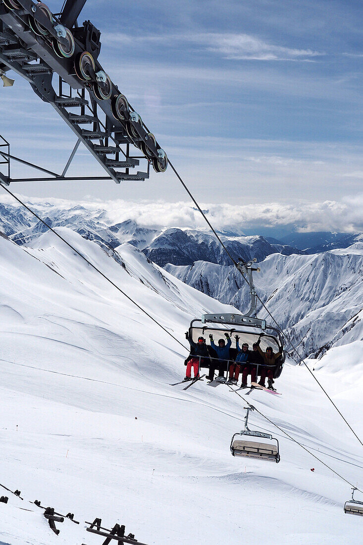 Skigebiet Serfaus Fiss, Winter in Tirol, Österreich