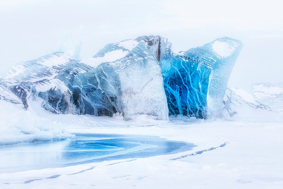 On the sea ice off Spitsbergen east coast, Svalbard, Norway