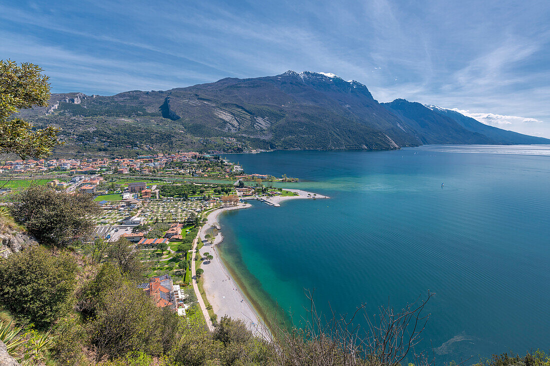 Torbole sul Garda, Lake Garda, Trento province, Trentino Alto Adige, Italy, Europe. View from Mount Brione to Torbole sul Garda