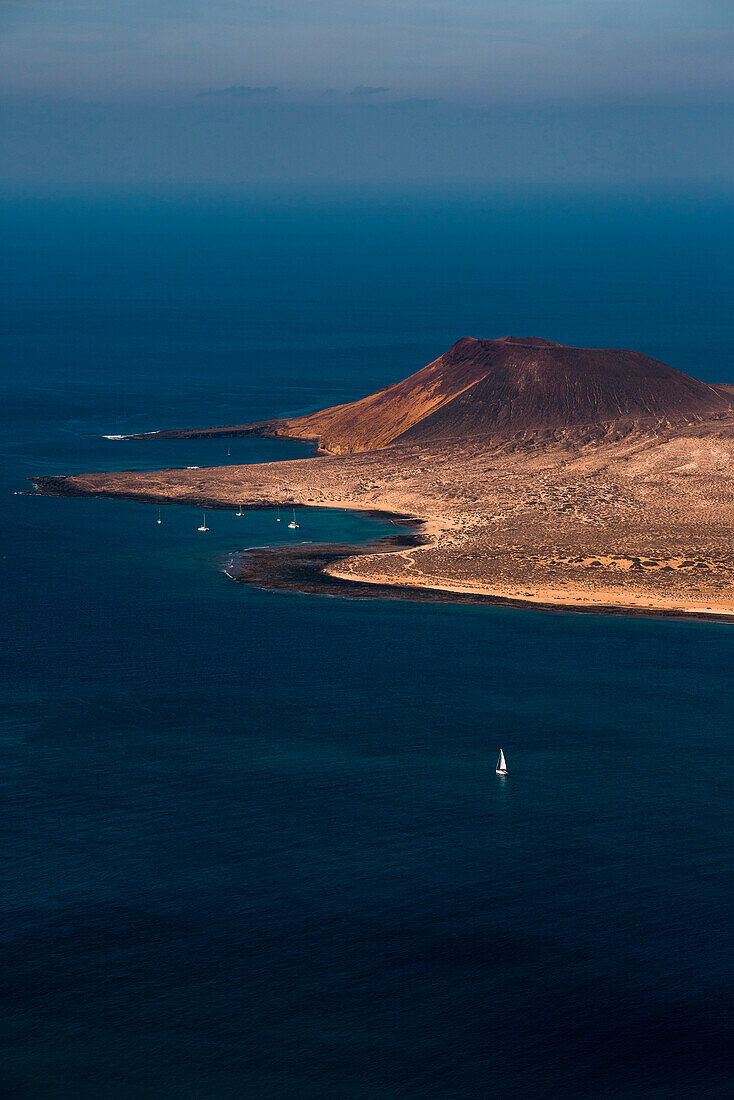 La Graciosa island and small boats, Canary island, Spain, Europe