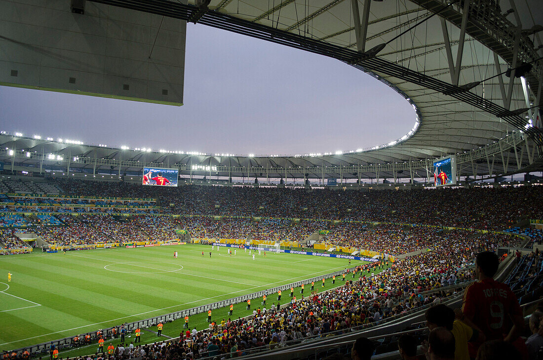 Maracana Stadium seen from the inside during a soccer match, Rio de Janeiro, Brazil