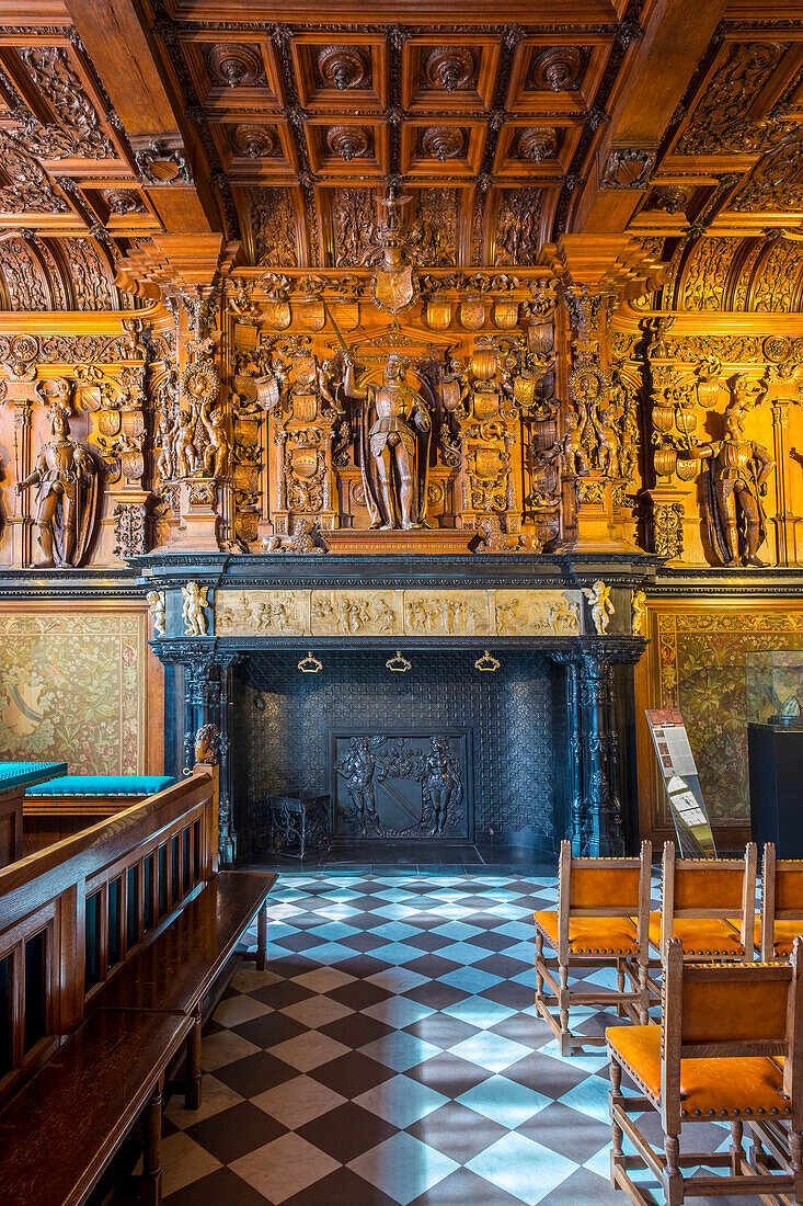 Renaissance Hall, former aldermen chamber of old Palace of Brugse Vrije, Bruges, West Flanders, Belgium
