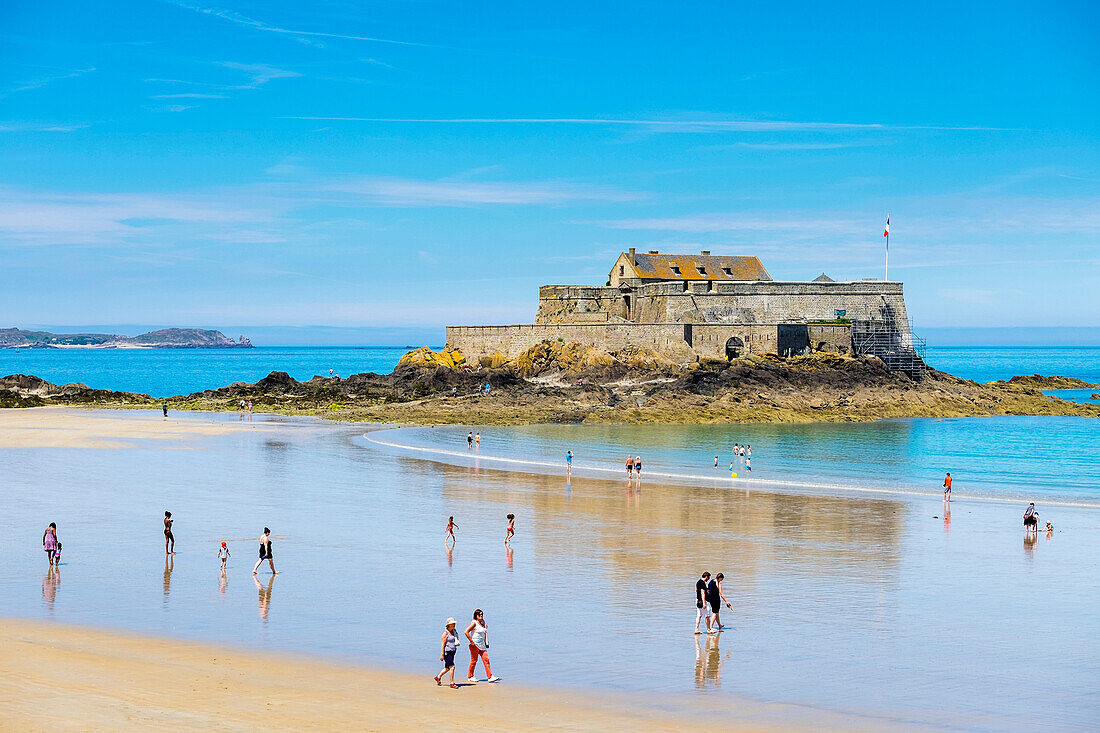 Fort National and beach at Saint-Malo, Bretagne, France