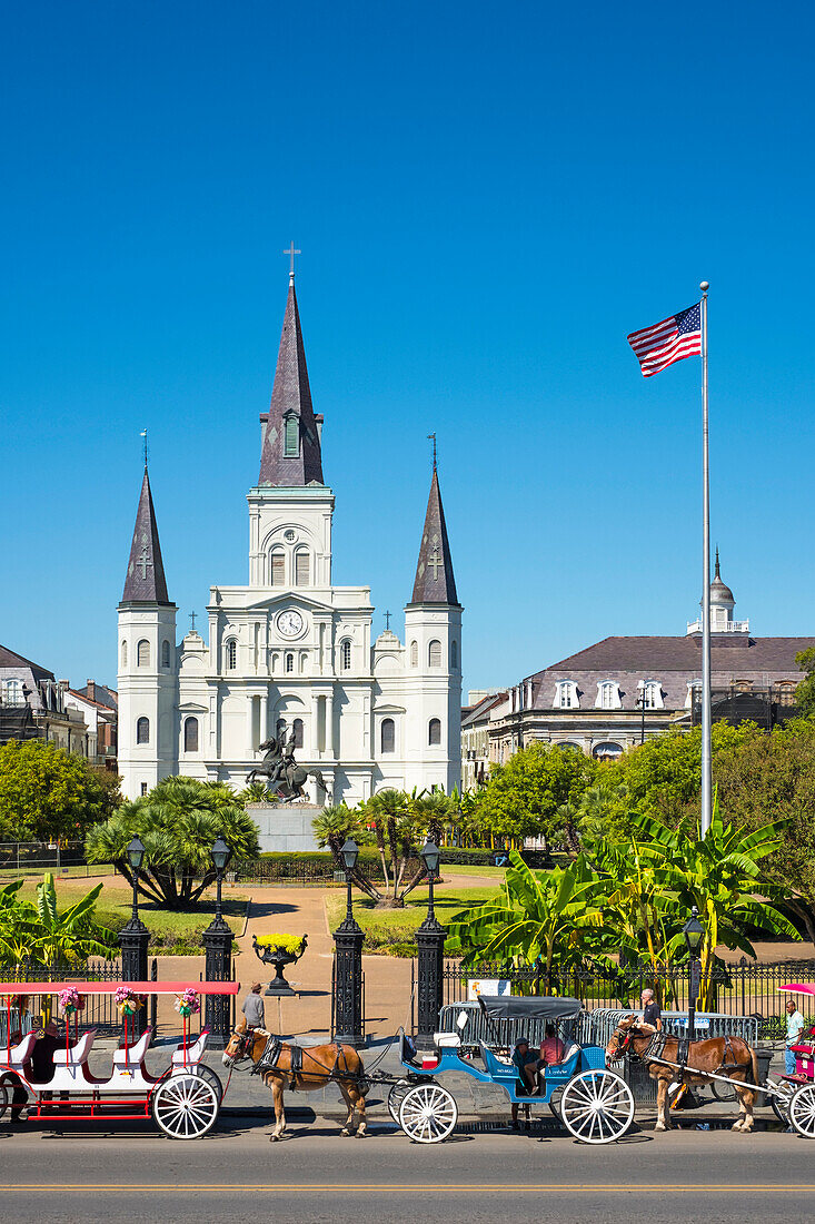United States, Louisiana, New Orleans, French Quarter. Saint Louis Cathedral on Jackson Square.