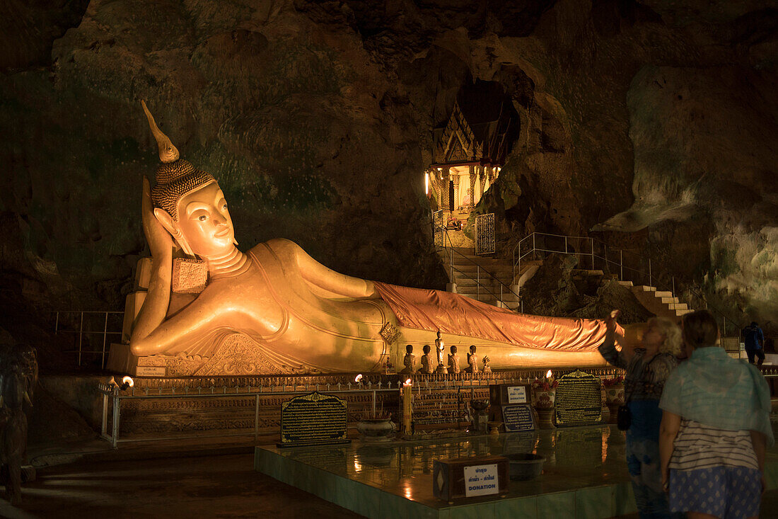 Buddha figure reclines in Cave Temple, Krasom Subdistrict, Phang Nga, Thailand