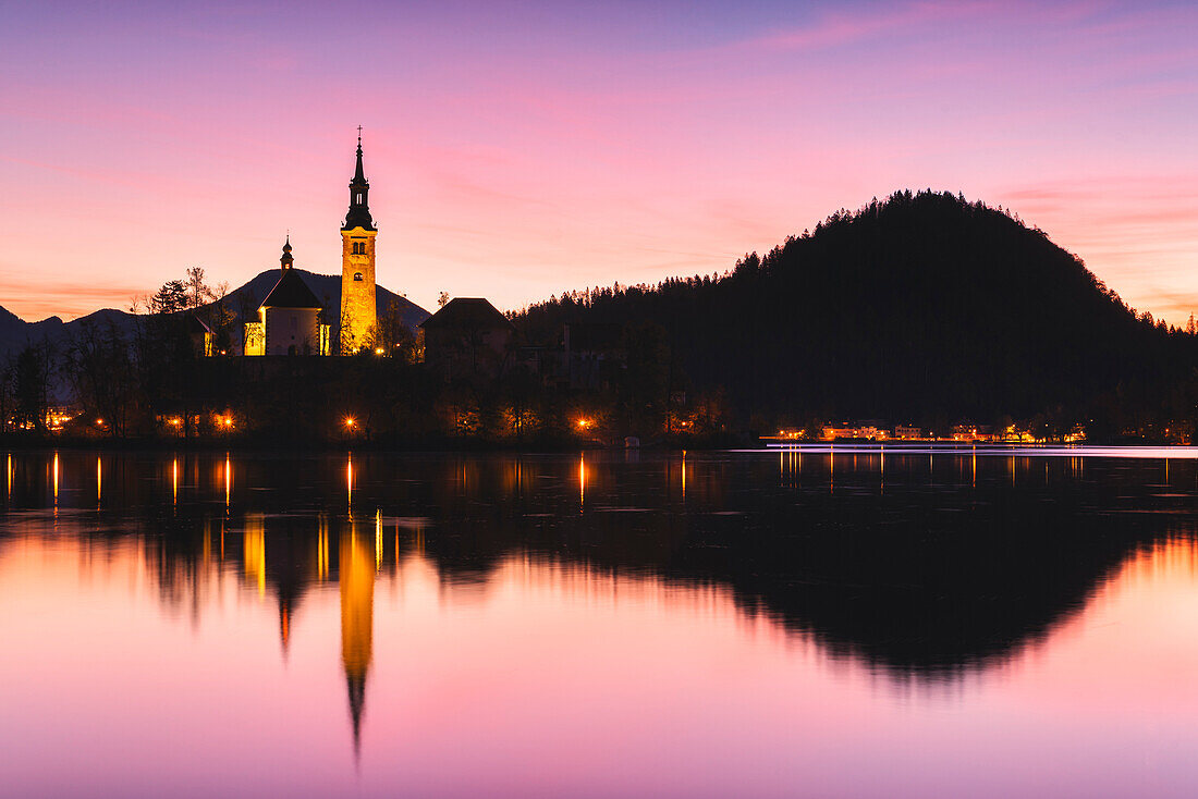 Bled Island and Lake Bled. Bled, Upper Carniolan region, Slovenia