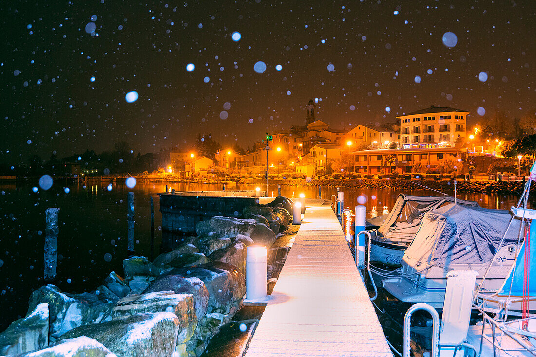 Clusane Under the snowfall, Brescia province, Lombardy district, Italy.